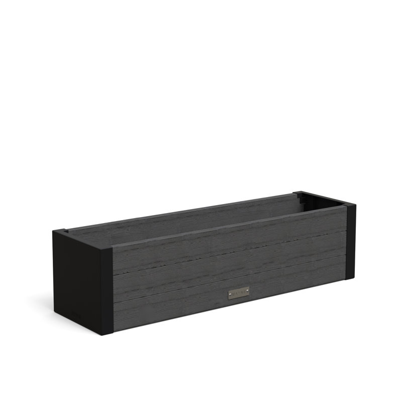 Mayne Horizon Outdoor Window Box Planter – Modern Slatted Panel Design – Weather-resistant Flower Box