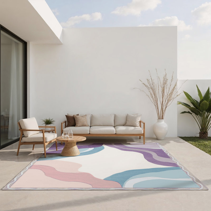 Wistful Stream Indoor And Outdoor Area Rug, Rectangle 4' x 6'