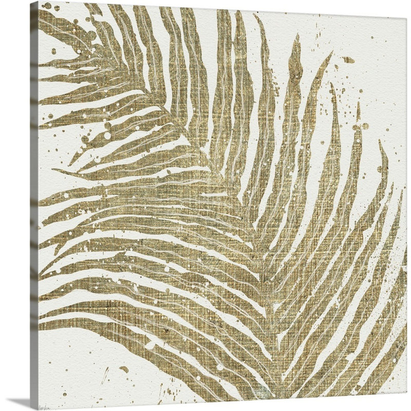 «Gold Leaves I», art mural sur toile, Toile tendue, H 20 po x l 20 po
