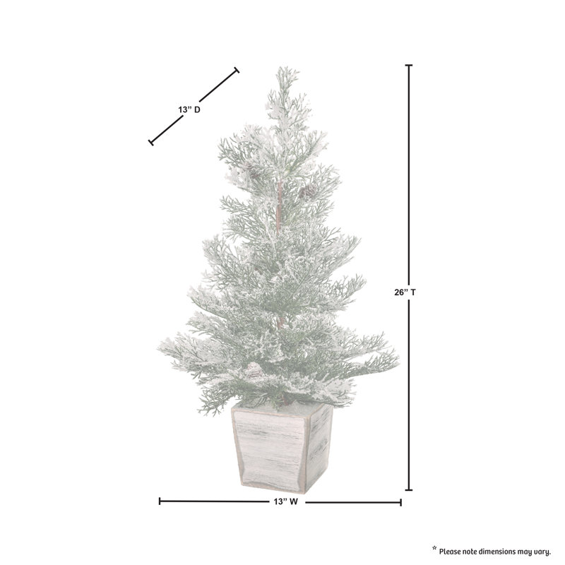 26'' Faux Cedar Tree in Wood Pot