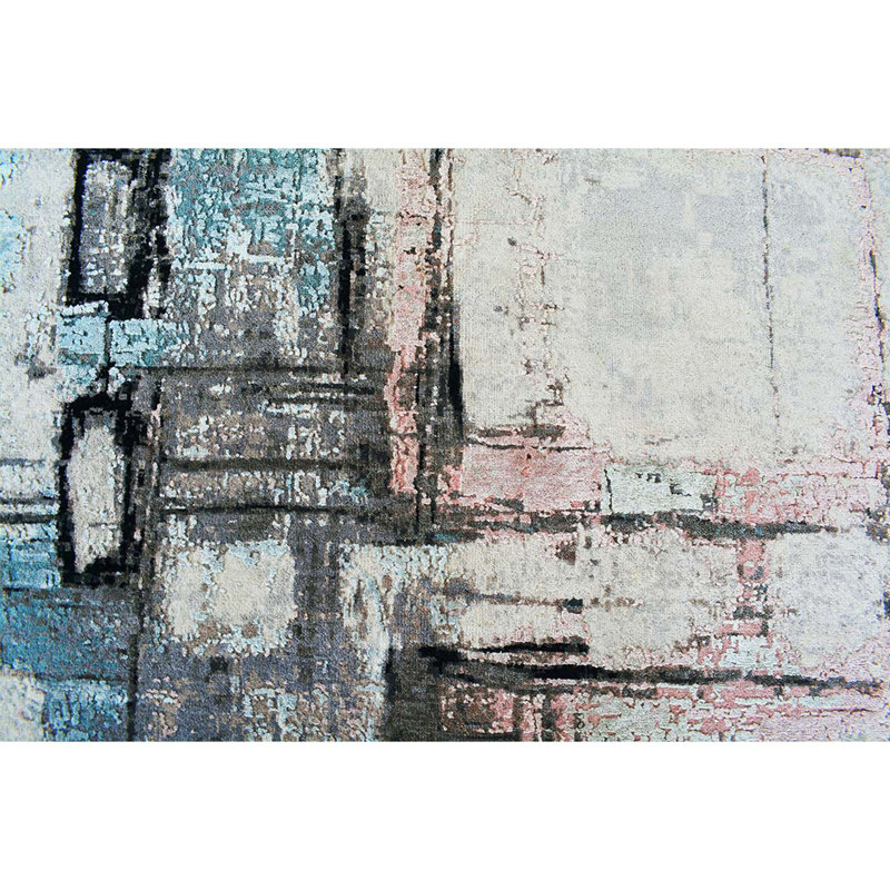 Hand Woven Silk and Wool Abstract Area Rug, Rectangle 8' x 10'