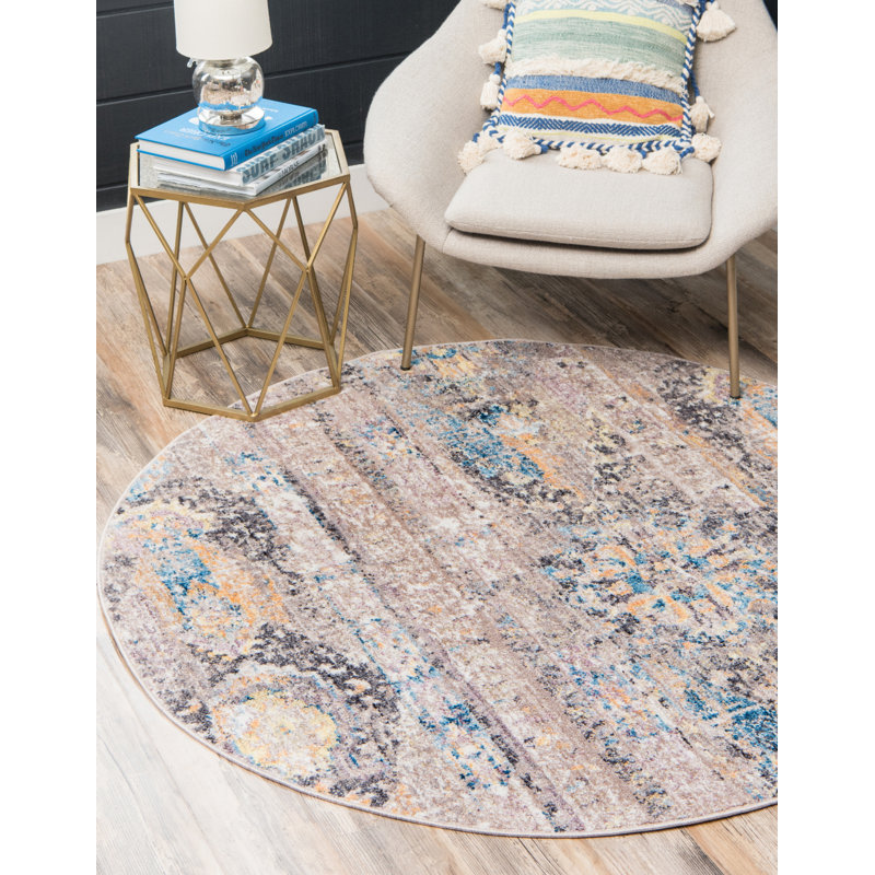 Leanora Geometric Indoor Rug, Round 5'