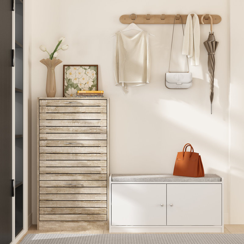 26 Pair Shoe Storage Cabinet, Gray