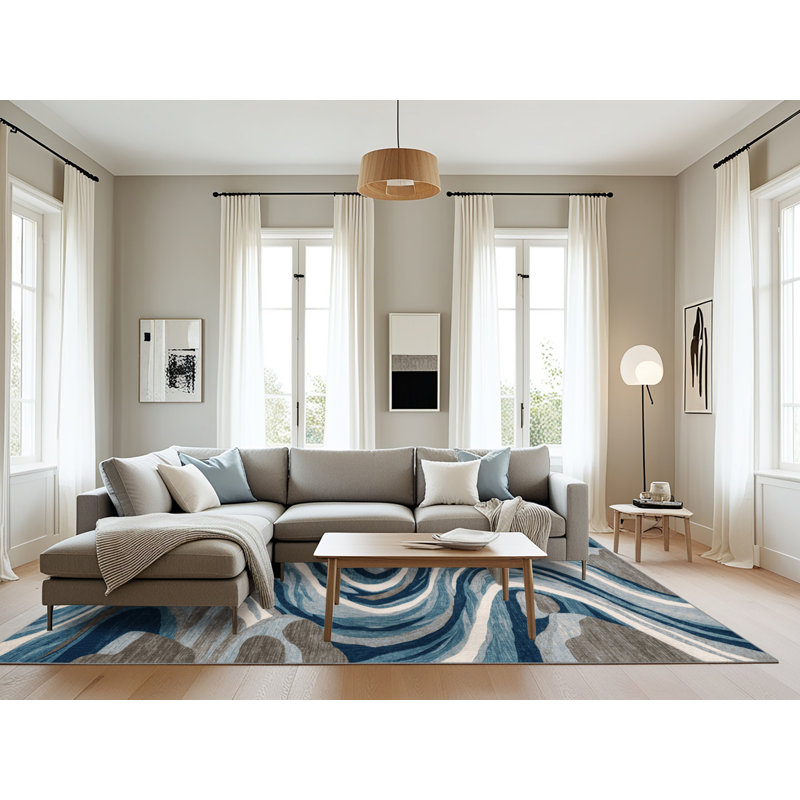 Tapis gris lavable à la machine, Rectangle 8 pi x 12 pi