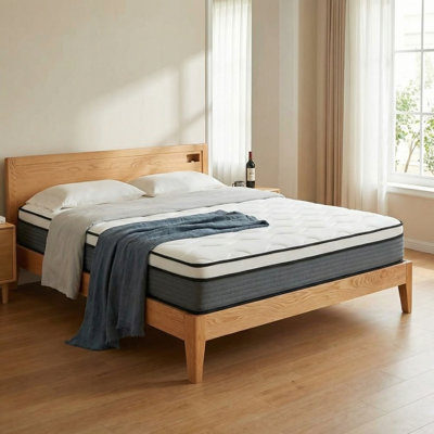 Queen Size 10 Inch Hybrid Mattress Memory Foam Individually Wrapped Coils Motion Isolation