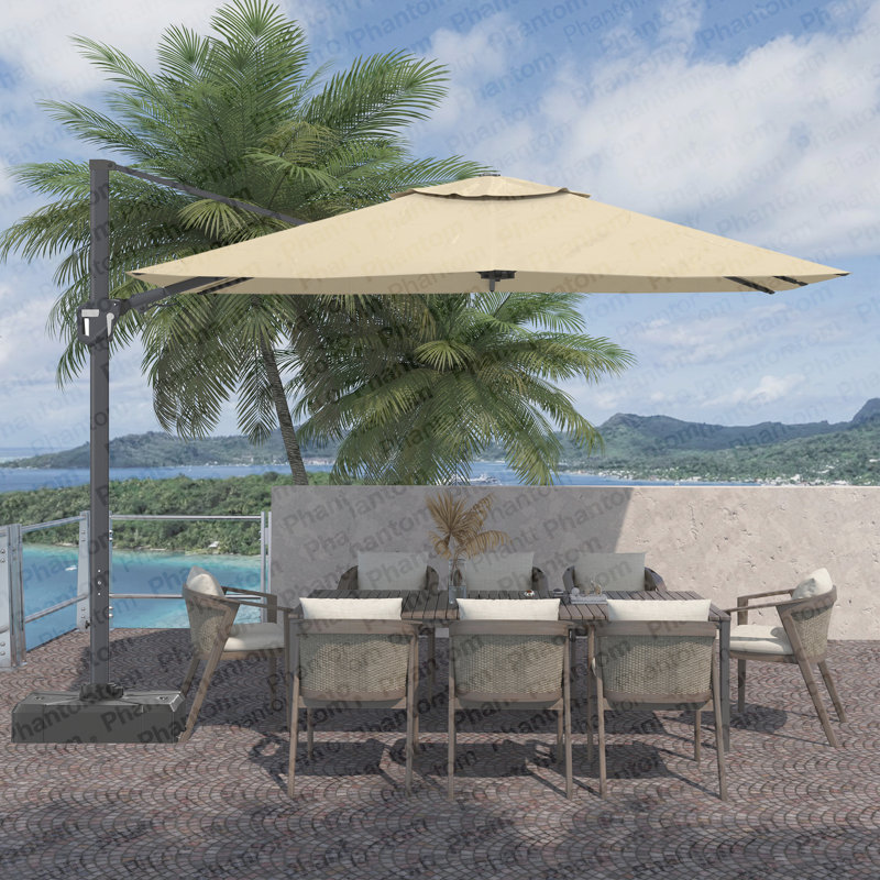 Parasol carré en porte-à-faux 11 pi beige (sans base de parasol), Beige