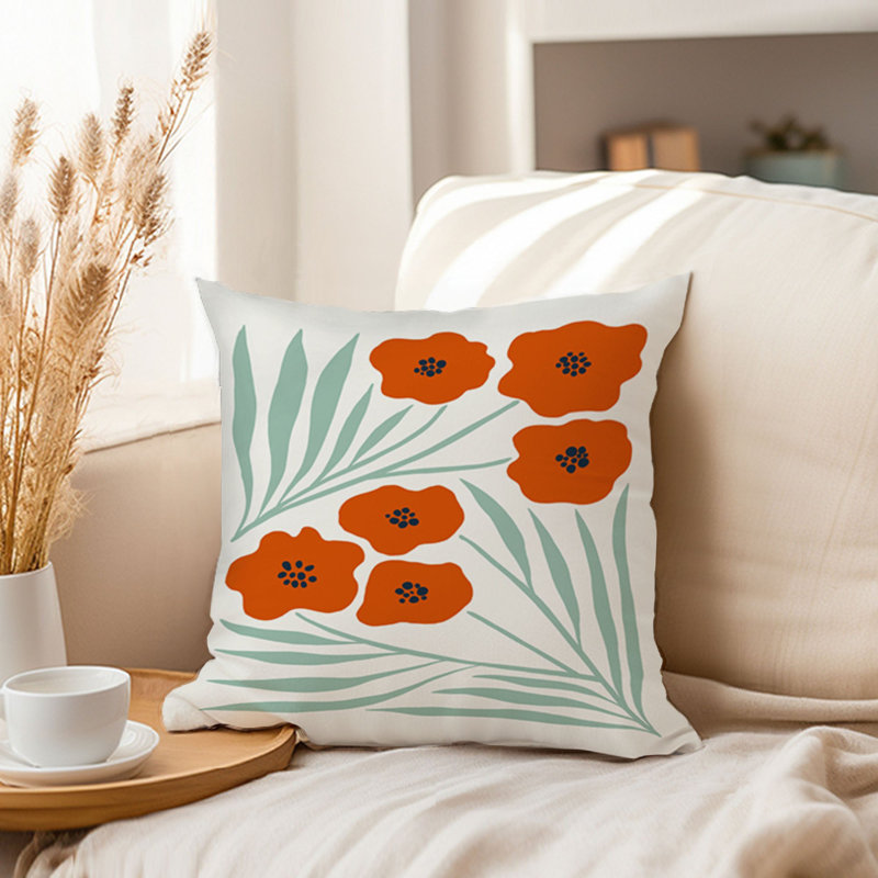 Floral Red Poppies Flowers Modern, 16" x 16"
