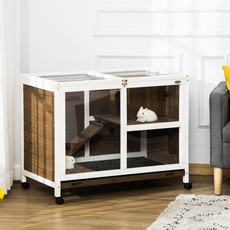 Lapin brun sur roulettes, bureau et table d'appoint, bois imperméable - Scratch - Cage Pet Home