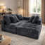 Ensemble de canapé modulaire Cloud, canapé modulaire de 105 po avec repose-pieds, mousse pure, velours en fausse fourrure de lapin, canapé de salon confortable bleu gris-414103050