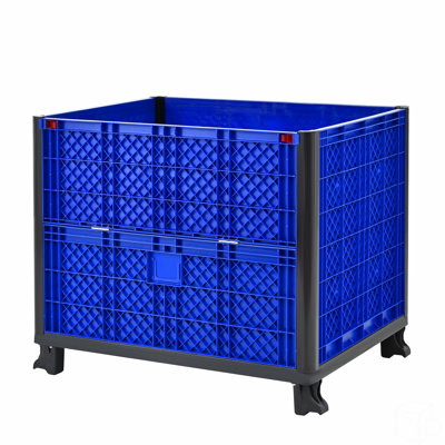 Collapsible Bulk Container With  Doors, Solid Wall,Total Capacity Of 600 Lbs Stacks Up To 4 High