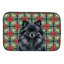 Tapis de vaisselle noir Pomeranian Christmas PoinsettIas