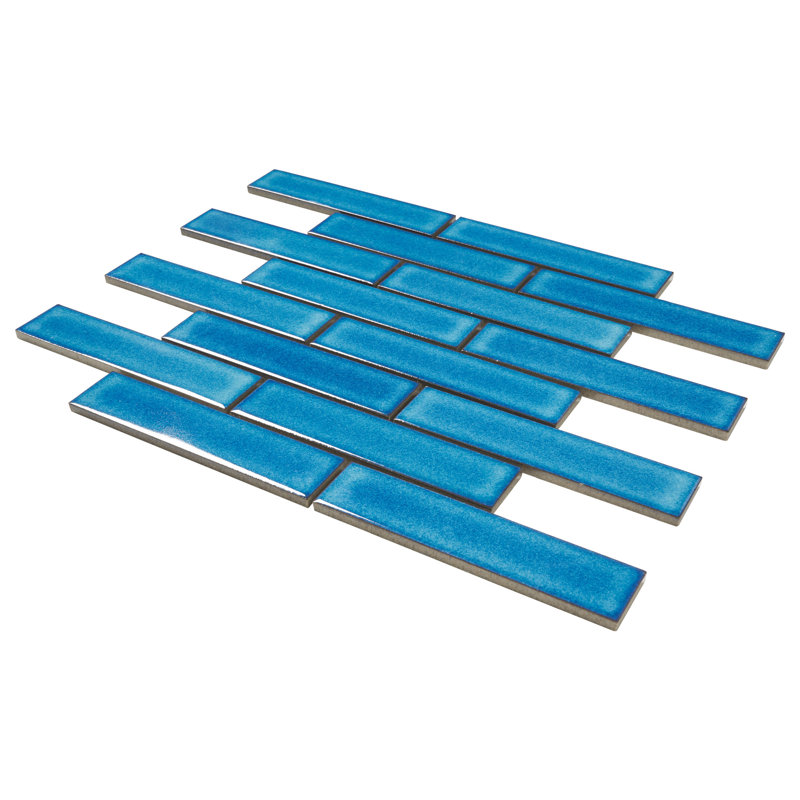 1.3" x 5.7" Porcelain Brick Joint Mosaic Wall & Floor Tile, Blue