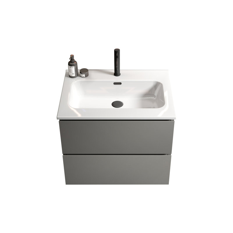 Meuble-lavabo mural 24 po avec lavabo en céramique et un trou de robinet, grand meuble-lavabo flottant