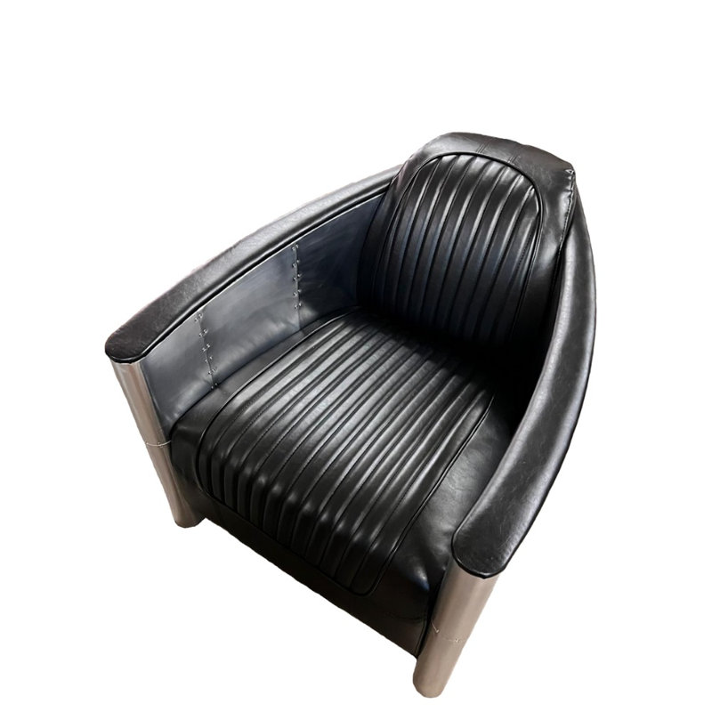 Haglund Faux Leather Swivel Accent Chair