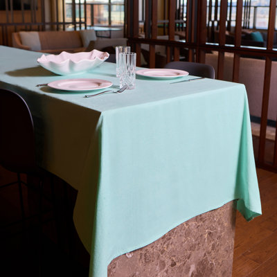 Charleston Woven Cotton Rich Tablecloth  60"x84" In Water Green