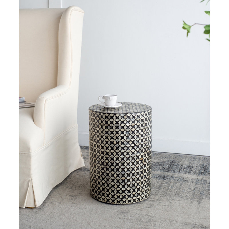 Tabouret d'appoint noir, table d'appoint de jardin Capiz