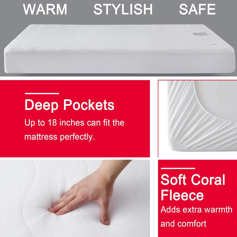 Full Size Electric Heated Mattress Pad With Machine Washable