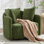Fauteuil demi-tonneau pivotant en lin avec coussins 31,5 po