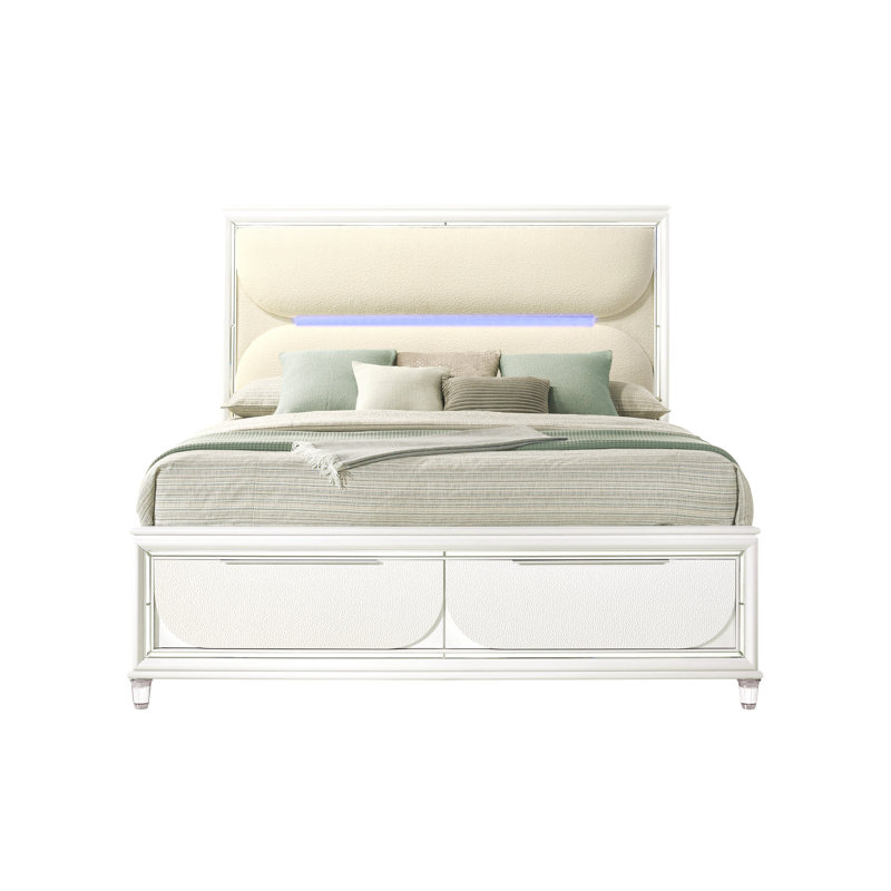 Grand lit Boucle avec DEL et rangement, Lit simple