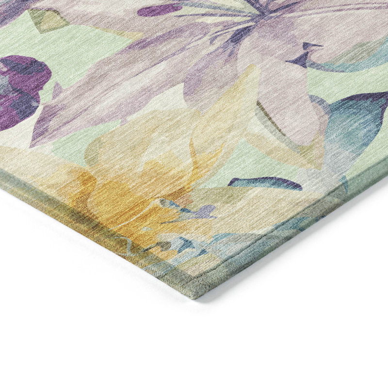 Machine Washable Indoor/Outdoor Jaramillo ACN2262 Floral Rug, Rectangle 1'8" x 2'6"