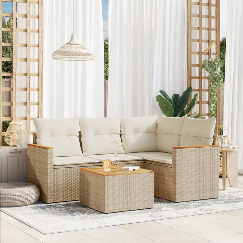 Ensemble de canapé de jardin Vidaxl Beige PE Rotin Matériaux moyens résistants à l'eau