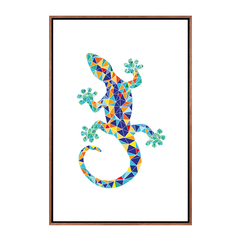 Gaudi Mosaic Dragon - impression d'art graphique, H 26 po x l 18 po x 1,5 po, Toile avec cadre en bois classique
