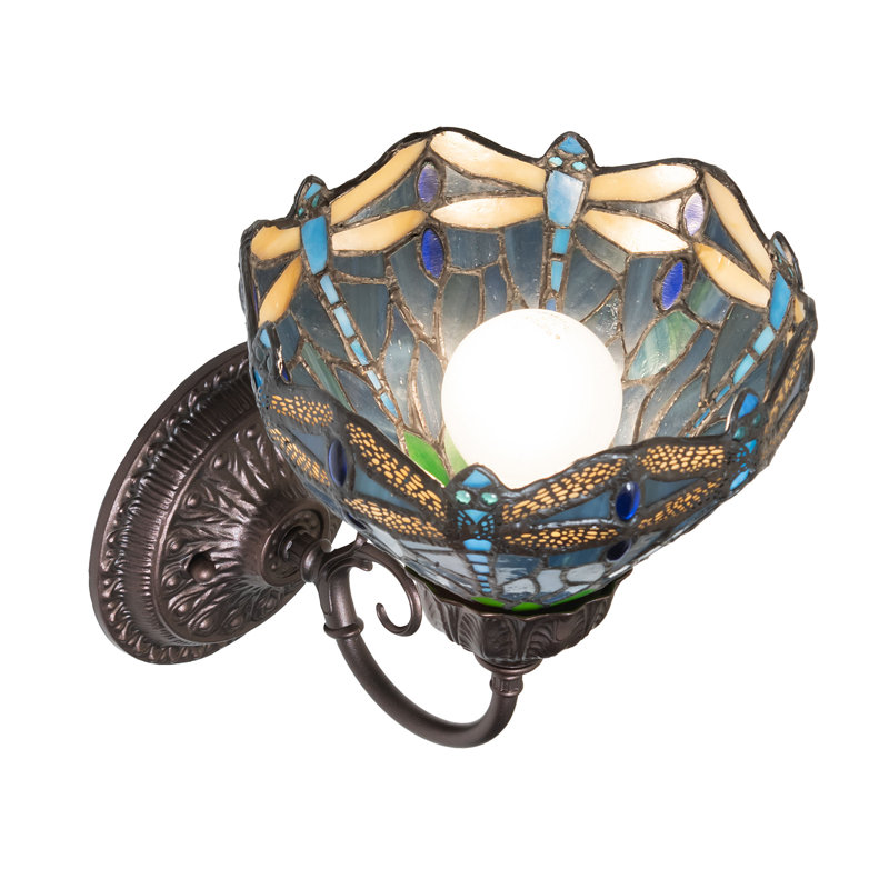 1 - Light Armed Sconce, Blue/Green/Beige