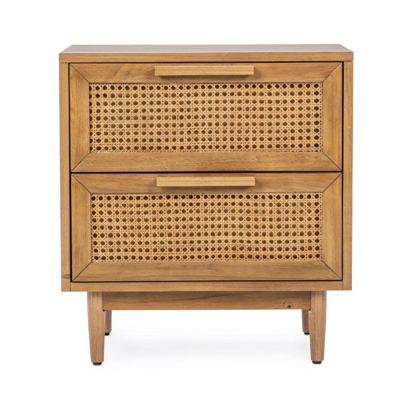 Table de chevet en bois massif à 2 tiroirs Genie