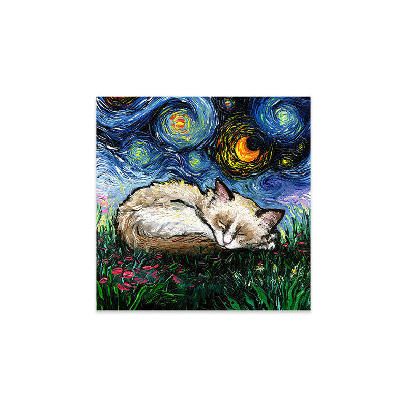 «Sleepy Ragdoll Kitten Night On Plastique / Acrylique» par Aja Treves, peinture