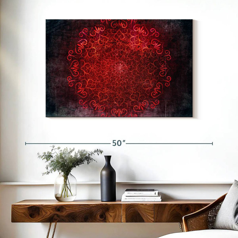 Mandala rouge brillant Kerner, H 26 po x l 39 po