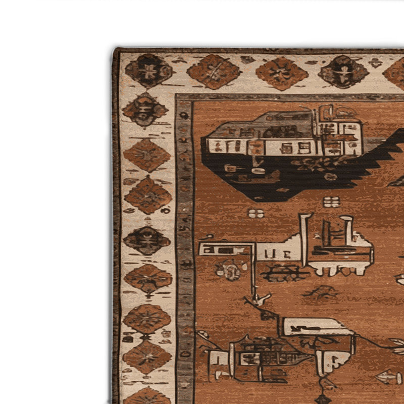 Tapis turc intérieur et extérieur brun, Rectangulaire 2 pi x 3 pi