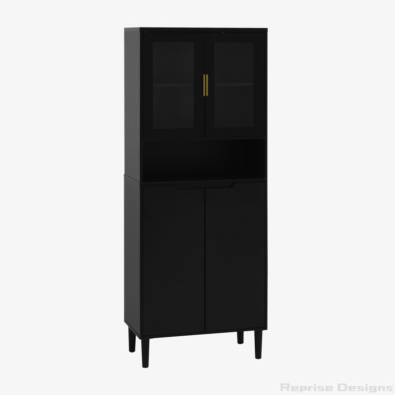 Grande armoire d'exposition avec rangement, Noir