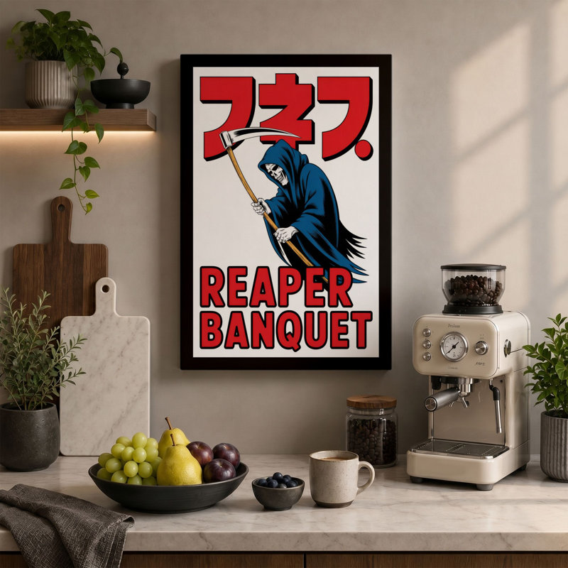 Reaper Banquet Retro - Wrapped Canvas, 36x24 - 91.4 x 61.0 cm, Terracotta Border