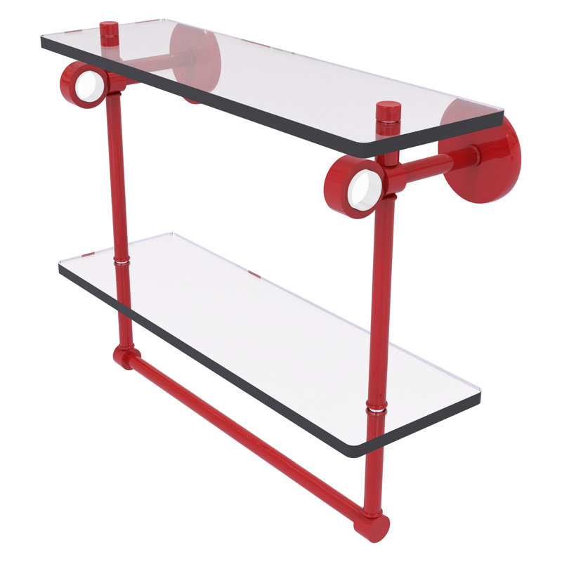 Tablette flottante 2 pièces avec barre à serviettes Clearview, H 12,8 po x l 16 po x P 5,6 po, Rouge pompier