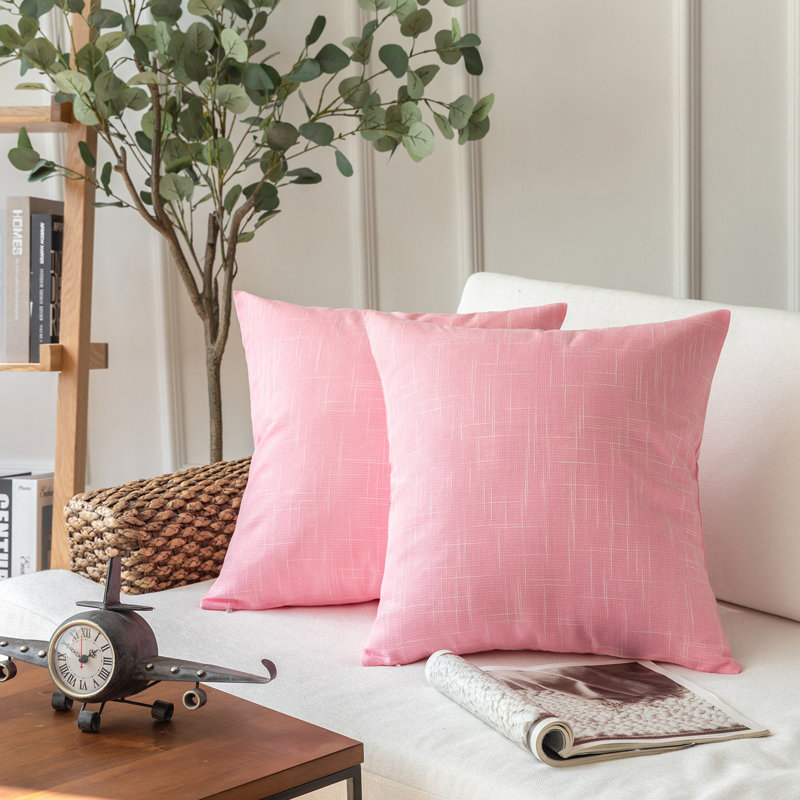 Coussin décoratif carré, 22 po x 22 po, Rose clair
