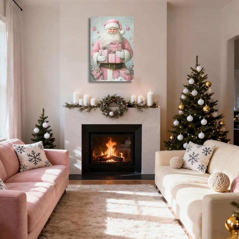 Art mural en toile rustique de Noël d'hiver sans cadre 24 po x 36 po