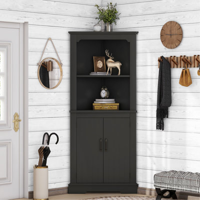 Tall Corner Cabinet With Doors For Living Room, Bathroom,Dining Room Or Kitchen