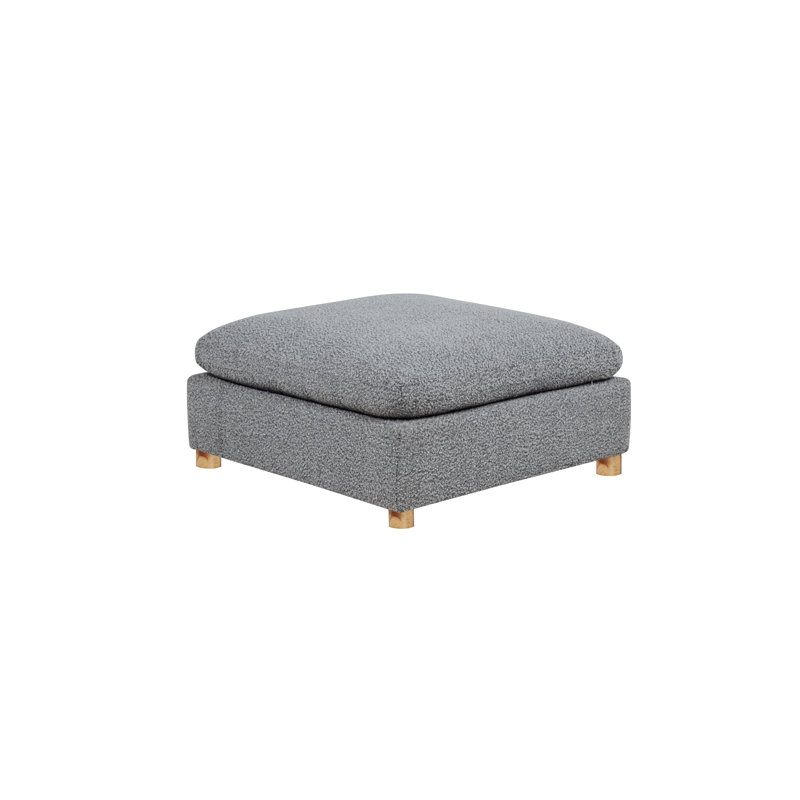 Modular Ottoman In Teddy Boucle Fabric, Rich Gray Teddy