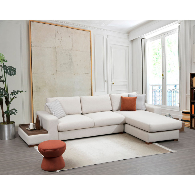 Luxury Corner Sofa with Beech Wood Frame, 102.4 x 76.4 x 33.5 inches | 100% Polyester Fabric, Dry-Cleanable | Includes 2 Portable Cushions (18 x 18 inches) | Soft Grey Foam & Spring Seating | Elegant Scandinavian Design