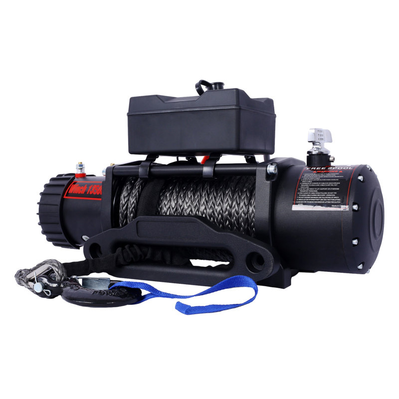 Treuil électrique 13 500 lb - Treuil de récupération en acier 12 V CC avec filoir en aluminium