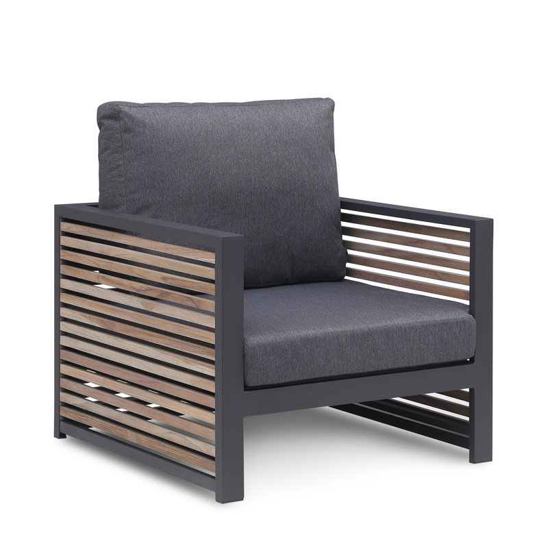 Pawni Teak Patio Arm Chair with Custom Cover