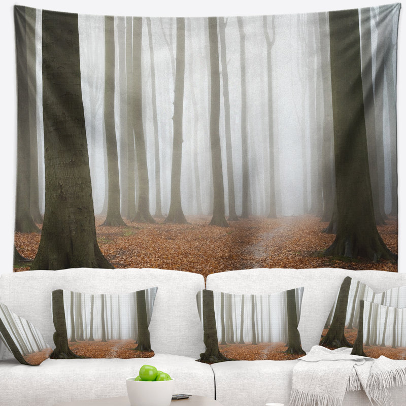 Photographie de paysage tapissier forêt d'automne brumeux, H 50 po x l 60 po