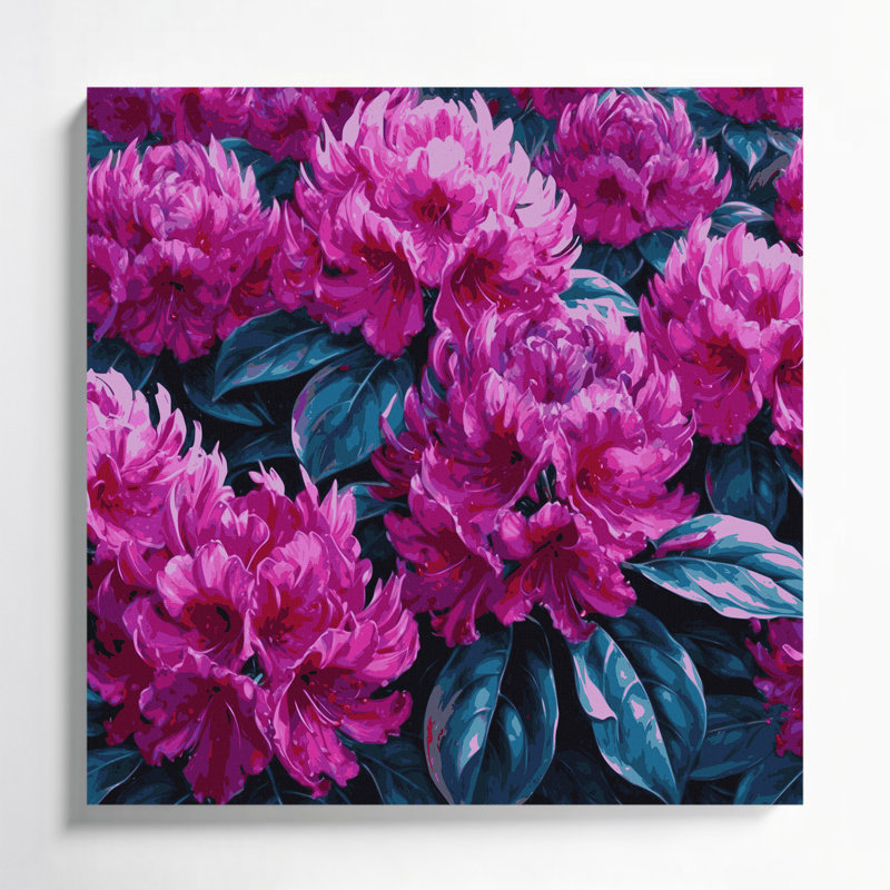 «Botanical Rhododendrons», art mural sur toile mauve, H 8 po x l 8 po