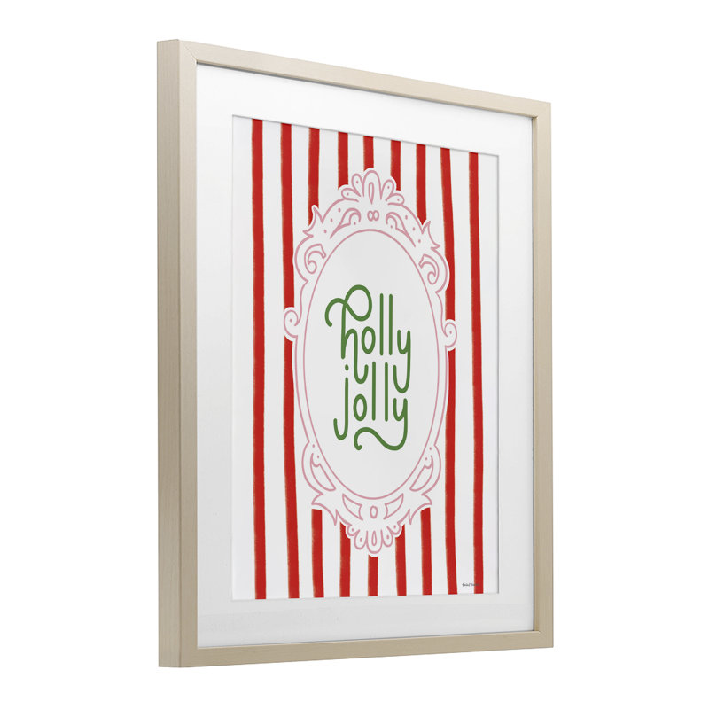 Impression encadrée sous verre Holly Jolly Ornate, Cadre de récolte en pin, H 16 po x l 13 po