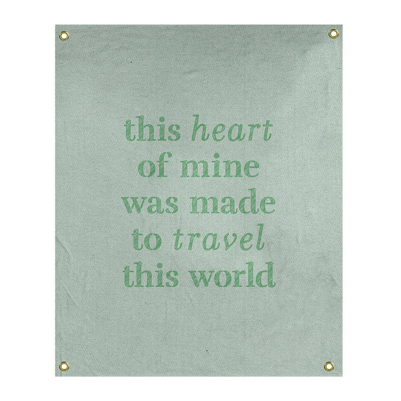 Tapisserie de polyester, voyage d’amour, H 80 po x l 59 po, Vert
