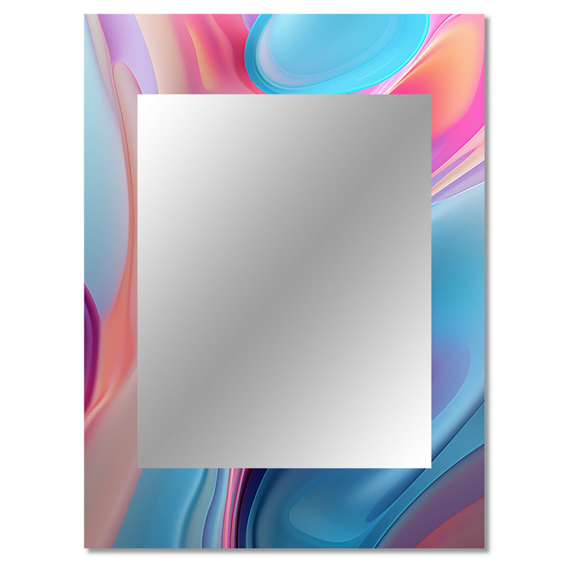Transitional blue and pink shapes I - Transitional Shapes Wall Mirror, Modern Decorative Mirror, Printed Metal Art, 40" x 30"