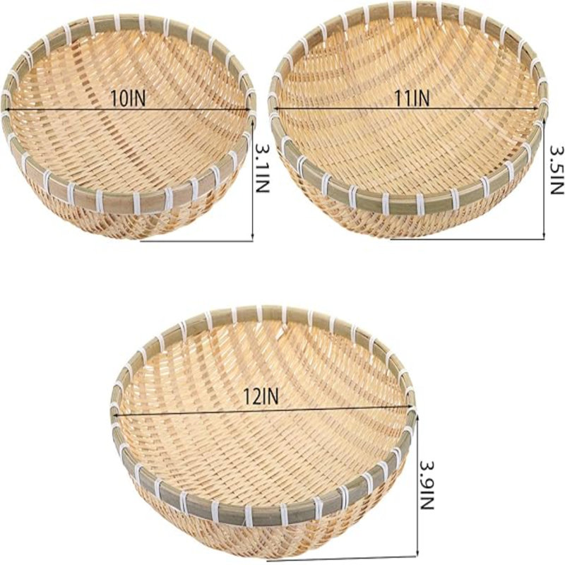 Trade With Batts 3 Pack Bamboo Basket Tray