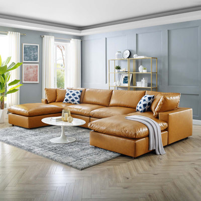 Canapé modulaire en cuir végétalien rembourré 6 pièces Modway Commix