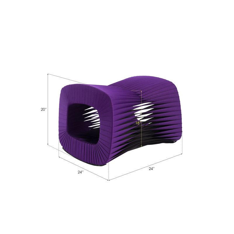 Seat Belt 24" Wide Ottoman, Purple Cotton
