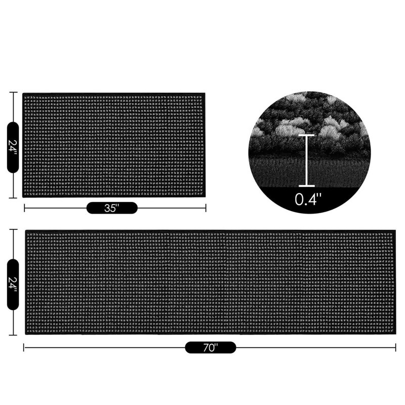 Tapis de cuisine antidérapants lavables à la machine (ensemble de 2), Black